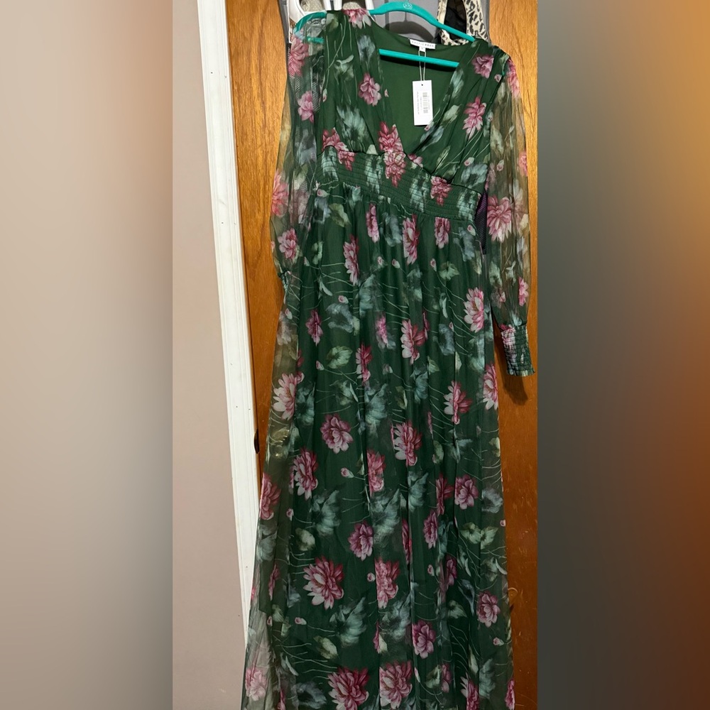 Baltic Born Green Floral Long Sleeve Dress